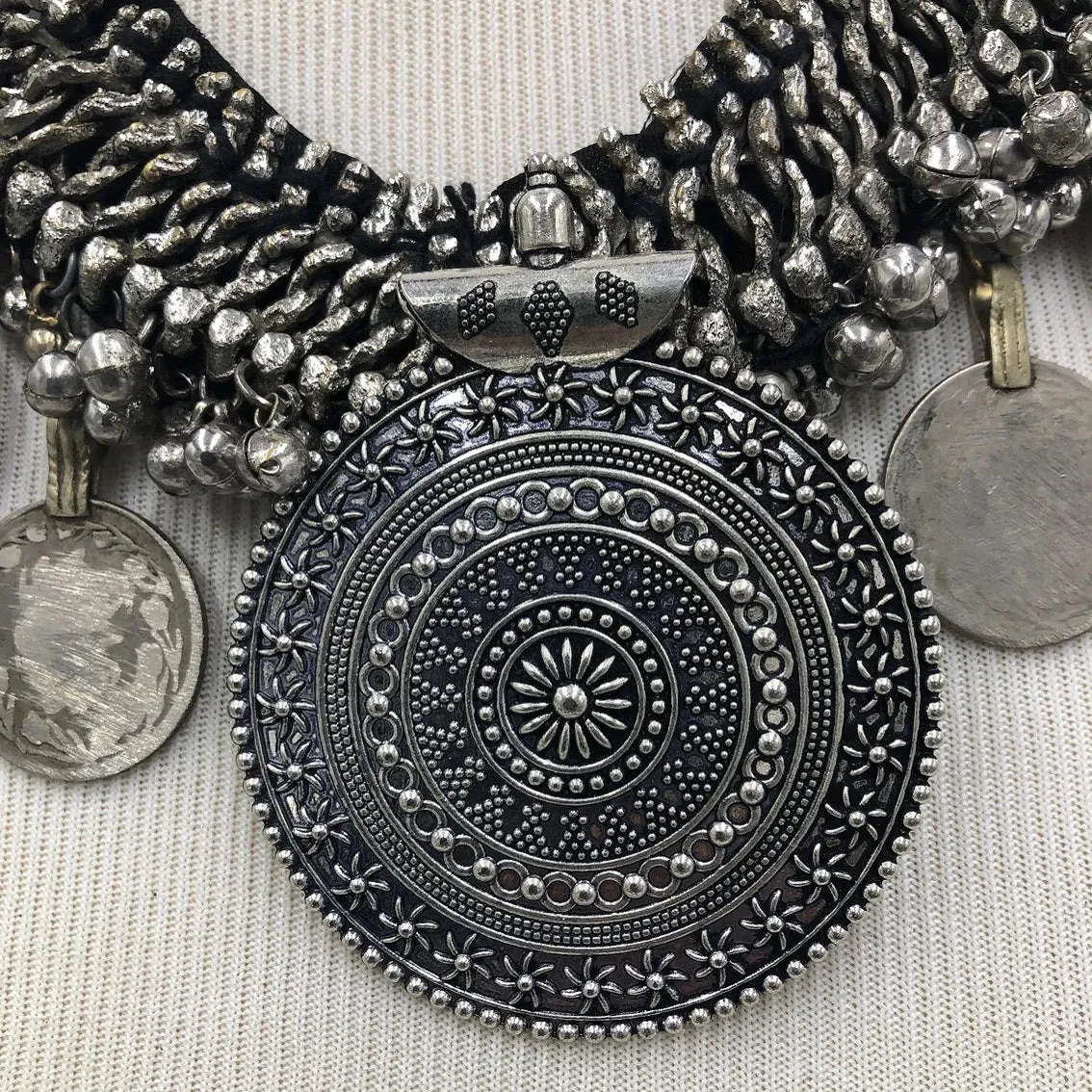 Handmade Vintage Coins and Silver Bells Choker
