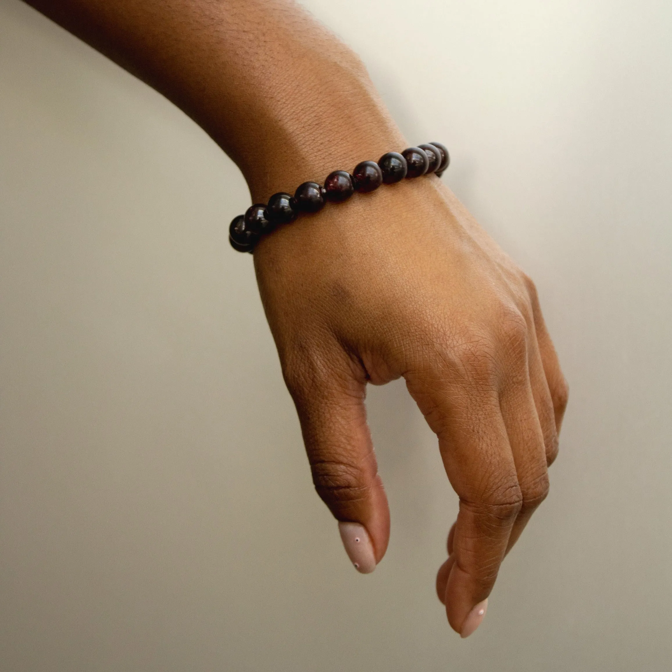 Real Red Garnet Beaded Elastic Bracelet – Healing Crystal Jewelry for Men & Women
