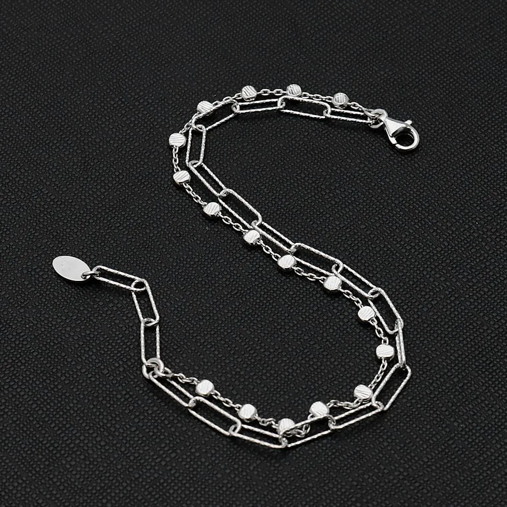 Women's  925 Silver Charm Bracelet Adjustable Length 17cm-20cm | Multi-strands Italian Made
